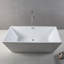 Baignoire autoportante en acrylique Ferdy Palawan de 59 po, baignoire autoportante rectangulaire de conception contemporaine, blanc brillant, certifié Cupc, drain chromé et trop-plein à fente classique inclus, 02532