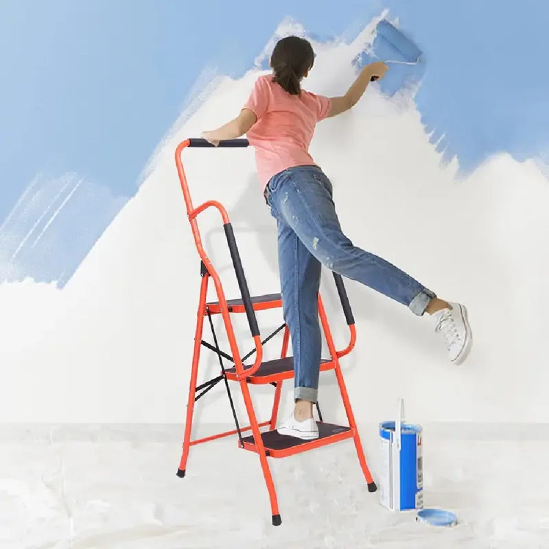 Échelle de sécurité pour marches Escabeaux latéraux rembourrés en acier antidérapant avec pédales de grande surface pour la maison et le bureau 500 lb (2 marches)