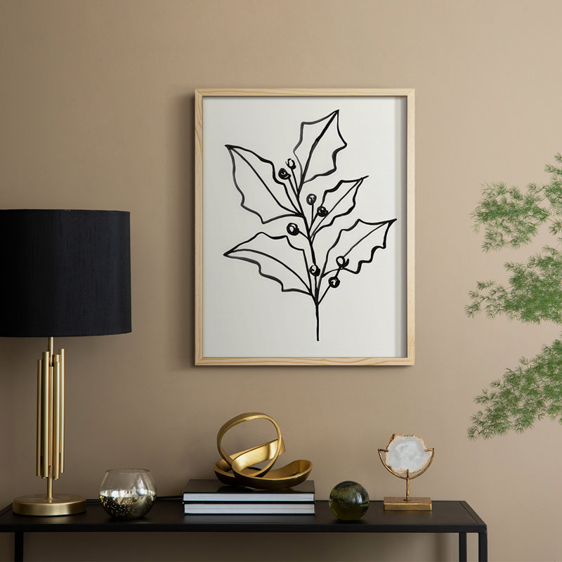 «Evergreen Ink I», reproduction encadrée - bois massif, H 11 po x l 9 po, Naturel