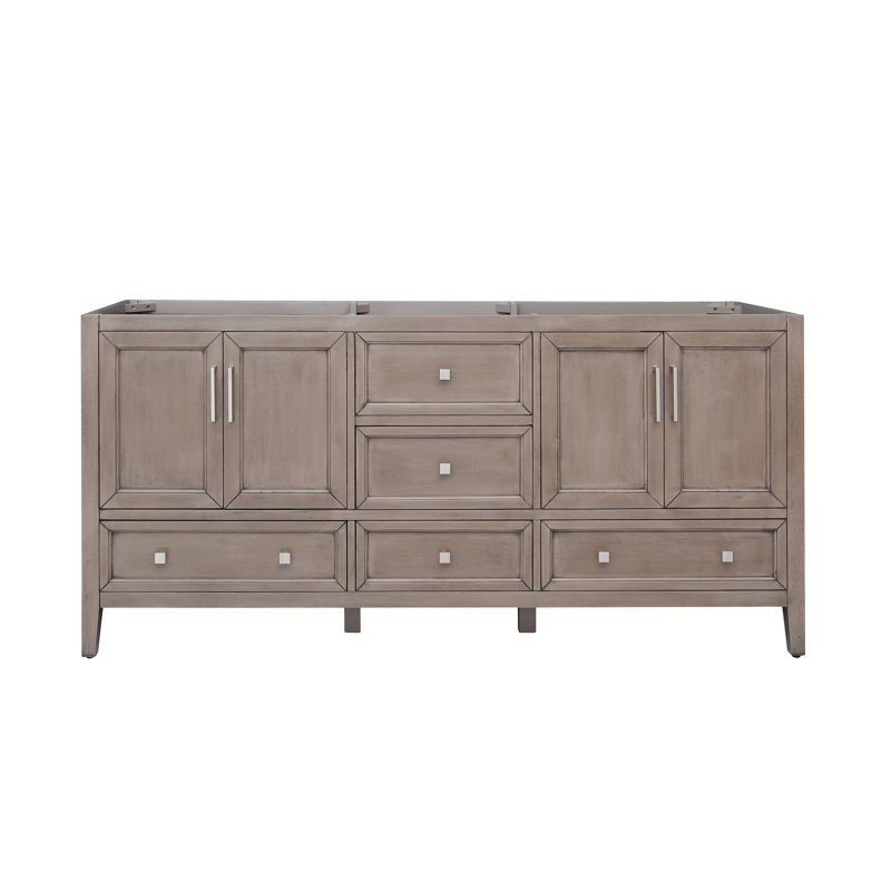 Everette 72'' W Double Bathroom Vanity Base, Gray Oak