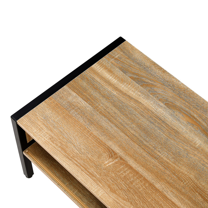 Table basse moderne pour la décoration d'espace de vie - 39,65 po x 21,56 po 16,37 po, pieds en métal, table de style pièce de couleur naturelle, rangement pour porte coulissante