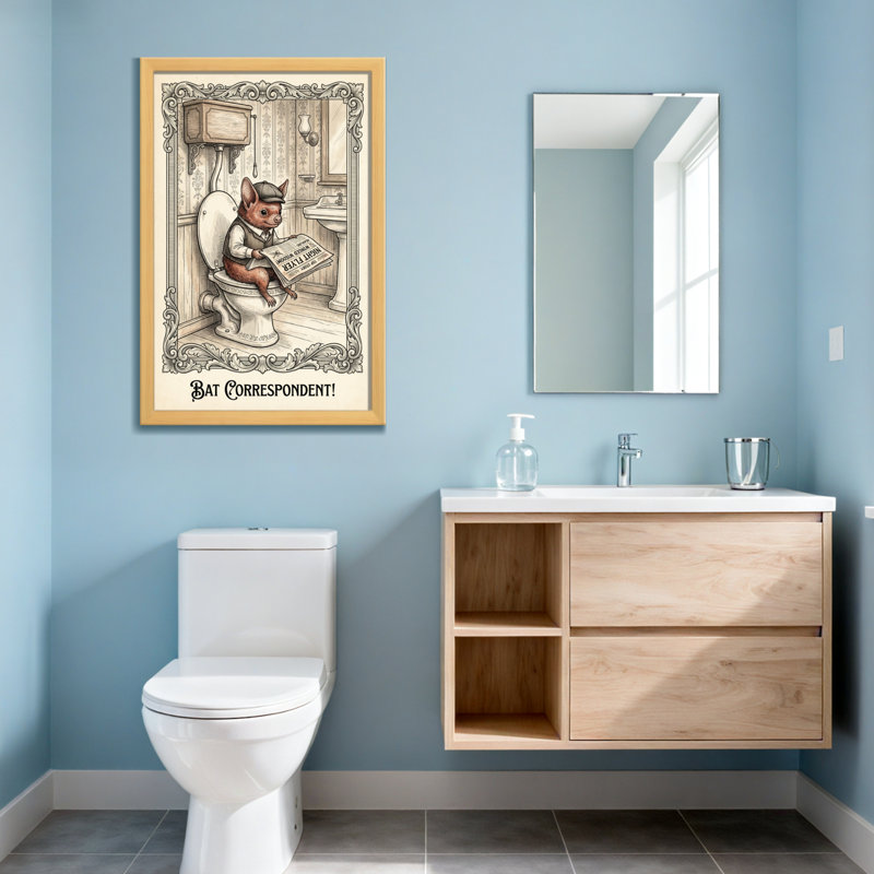 Bath & Laundry Bat, correspondant, souris, lecture du journal, H 24 po x l 16 po, Toile tendue, Ne s’applique pas