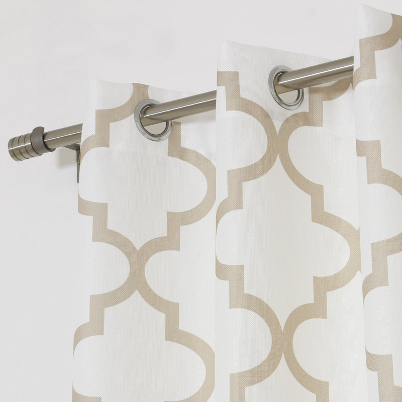 Panneaux de rideaux géométriques à œillets Rotteck, Beige, l 52 po x L 108 po