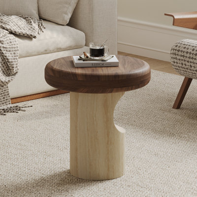 Table basse moderne en bois, table de bout multifonctionnelle et table de chevet, aucun assemblage requis, petite table d'appoint ronde pour le salon et la chambre à coucher