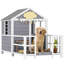 Grande niche pour chien d'extérieur en bois de 61 po avec porche, toit résistant aux intempéries, base surélevée, évents et fenêtres