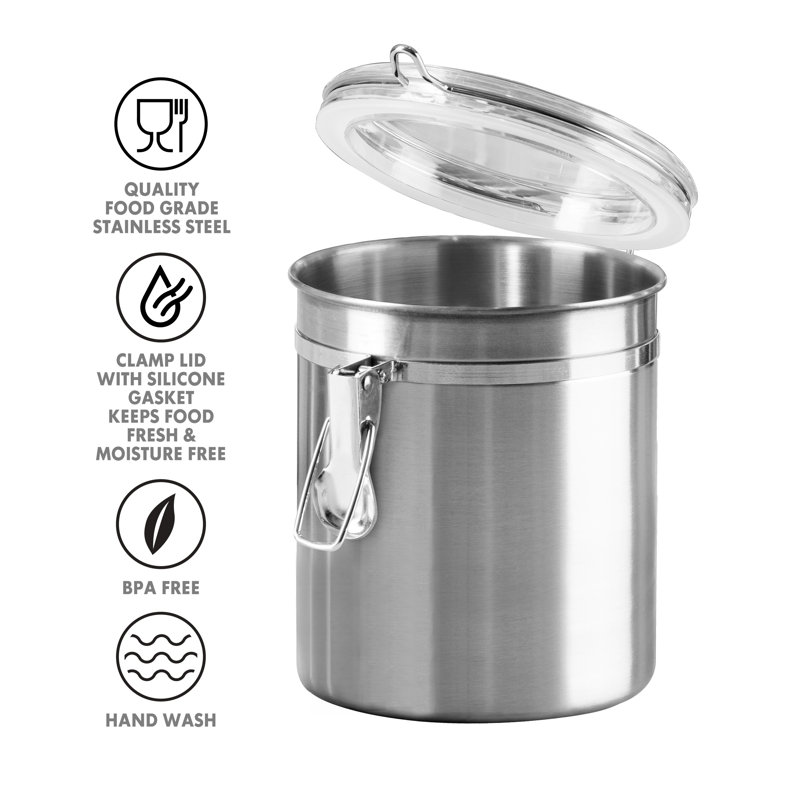 Stainless Steel and Clear 4-Piece Kitchen Canister Set
