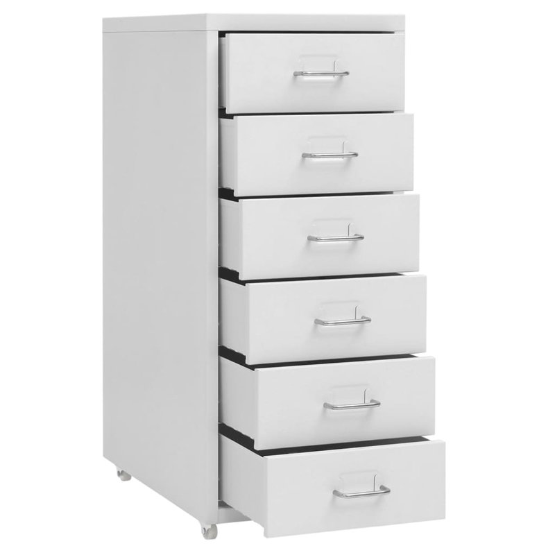 Hartger 28 cm W 6 -Drawer Mobile Stainless Steel Filing Cabinet