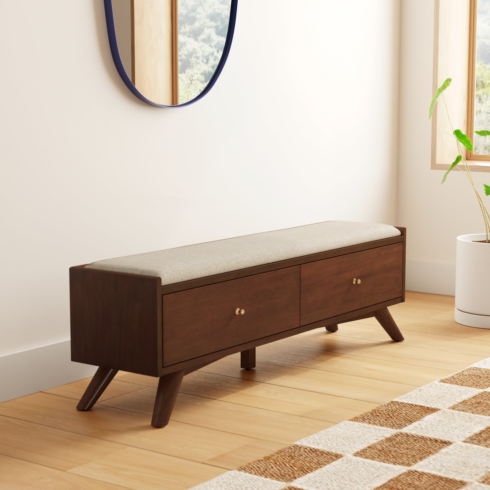 Williams 59" Bedroom Bench, Walnut