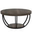 Table basse ronde, table basse circulaire en bois gris à 2 niveaux de 31,7 po avec tablettes de rangement, table d'appoint moderne pour le salon-1125942616