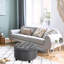 Rond gris avec revêtement en tissu et grand compartiment de rangement amovible avec couvercle spacieux et pratique