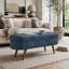 Repose-pieds de rangement ovale en tissu avec pieds en bois d'hévéa, parfait pour la décoration intérieure et une utilisation multifonctionnelle-1442869661