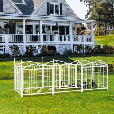 Metal Dog Playground, 24 Inch High, Foldable & Portable For Pets 48.4" Square Playpen, Waterproof Metal, Outdoor