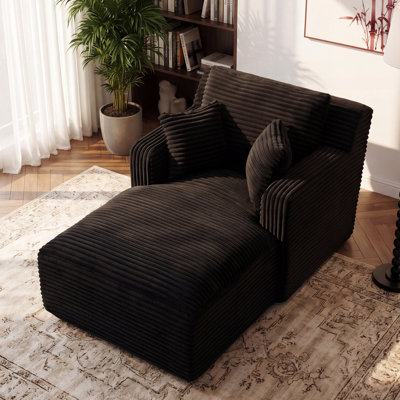  Oversized Compression Corduroy Boneless Chaise Lounge Chair With Soft Pillows & Armrests