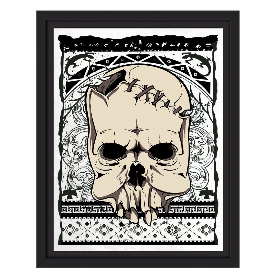 Gerahmtes Wandbild Native skull white