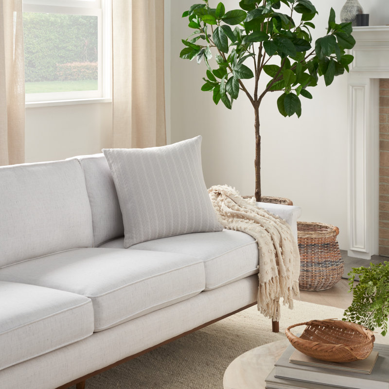 Housse de coussin carrée 100% coton, Gris clair