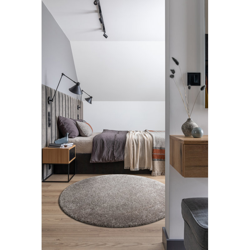 Taryn Solid Colour Area Rug, Grey/Brown/Blue, Round 100cm
