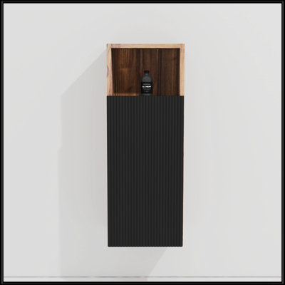 Armoire d'appoint flottante noire et noyer