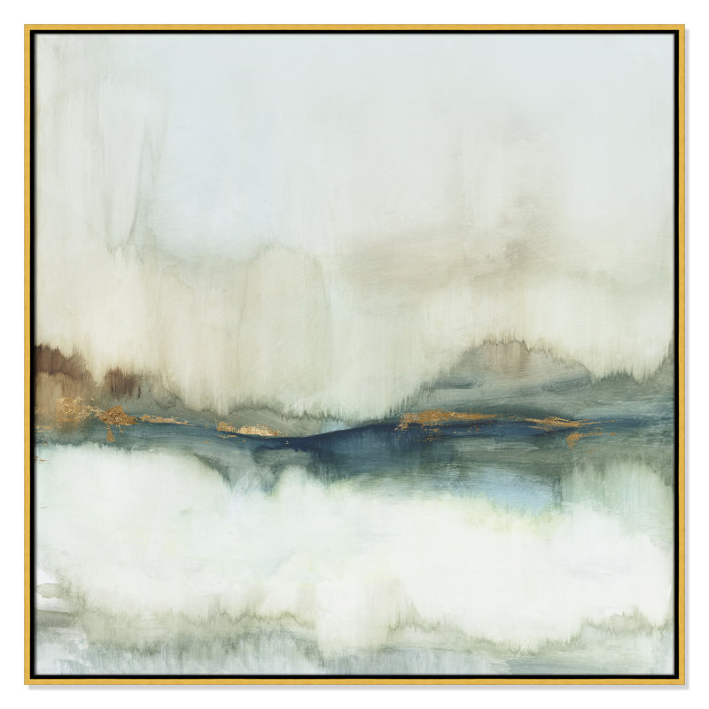 «Land Reflection», reproduction de la collection Square par Allison Pearce, Cadre flottant doré, Pas de tapis
