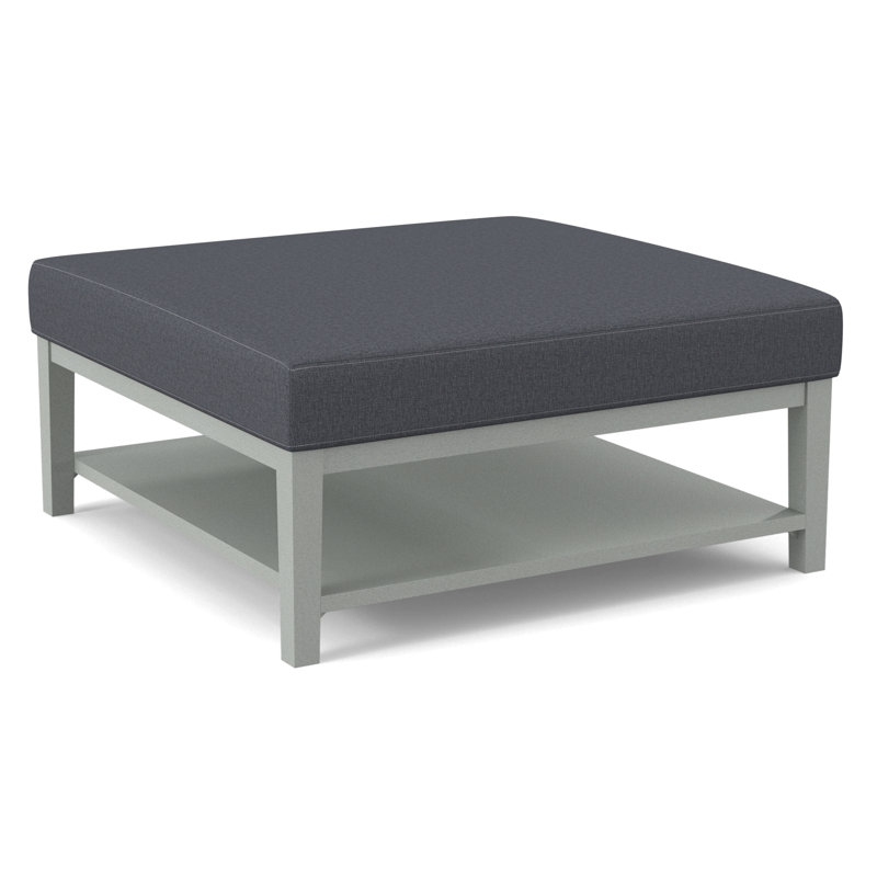 Repose-pieds Hammond avec rangement, Tissu écossais taupe 0126-73, Finition nickel