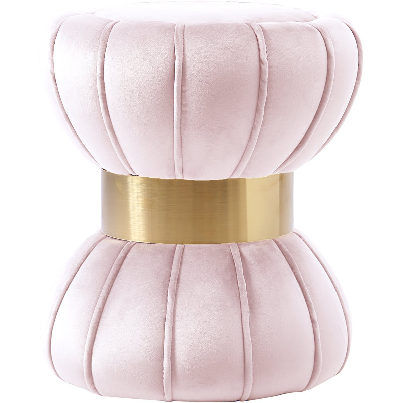 Cerjio Velvet Ottoman, Pink Velvet