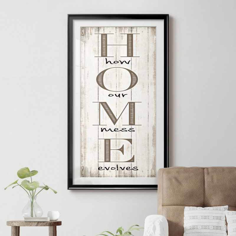 Home - Reproduction d'art textuel avec cadre photo, Papier avec cadre noir, H 10,5 po x l 18,5 po x P 1,5 po