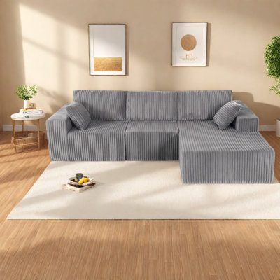 Canapés modulaires confortables en chenille grise moelleuse pour la maison