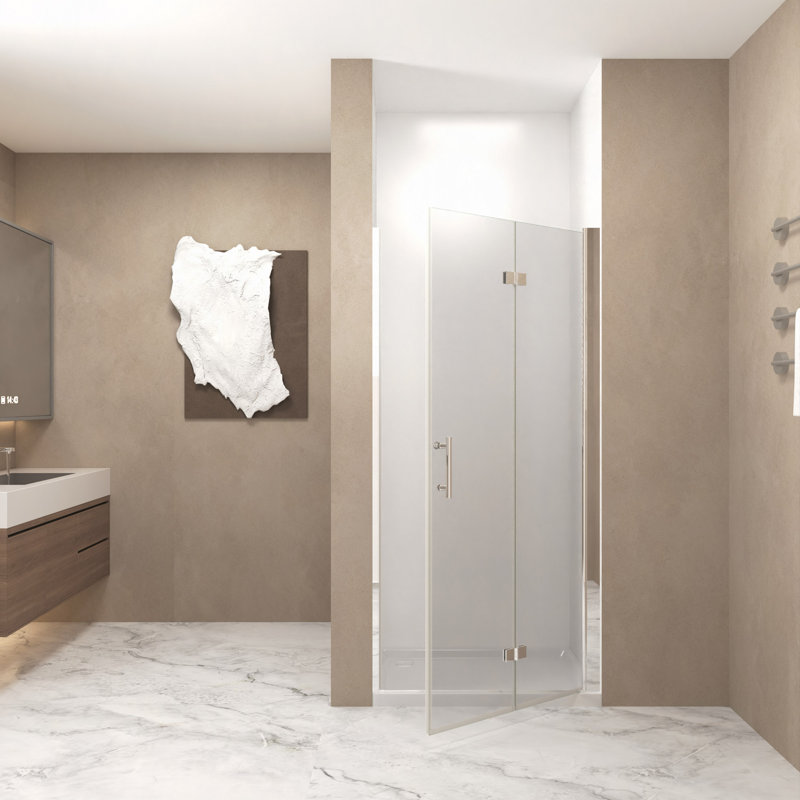 35-34 "X 72" Shower Door, 1/4"(6Mm) Tempered Glass, Aluminum Frame, Explosion Proof Film, Chrome