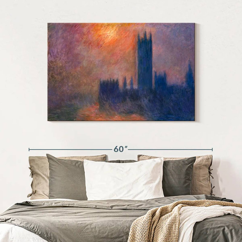 Ravi, le coucher du soleil des maisons du Parlement, 1904, H 32 po x l 48 po