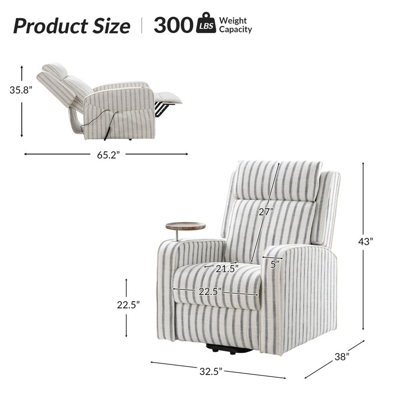 Fauteuil inclinable chauffant avec appui-tête réglable Wright Lift Assist, Bleu marine