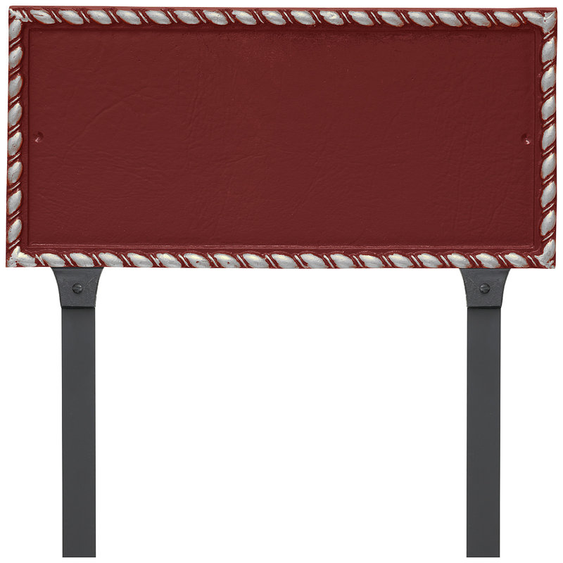 Plaque d'adresse rectangulaire Franklin One Line avec piquets de pelouse, Rouge brique / argent, Oui