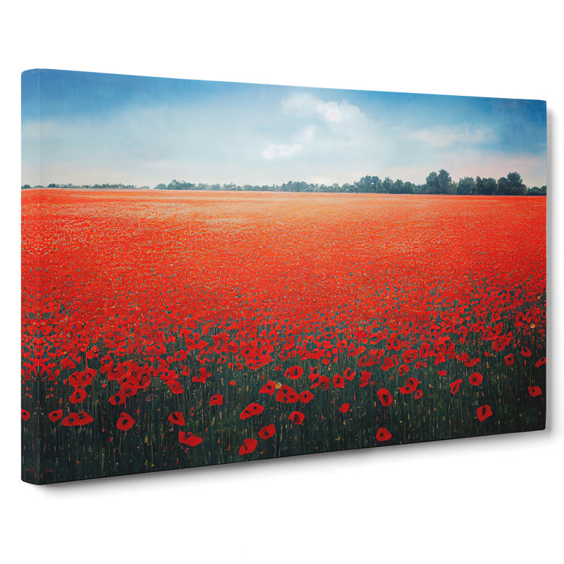 Heartwarming Poppy Field Flowers - Wrapped Canvas, 50cm H x 76cm W x 3cm D