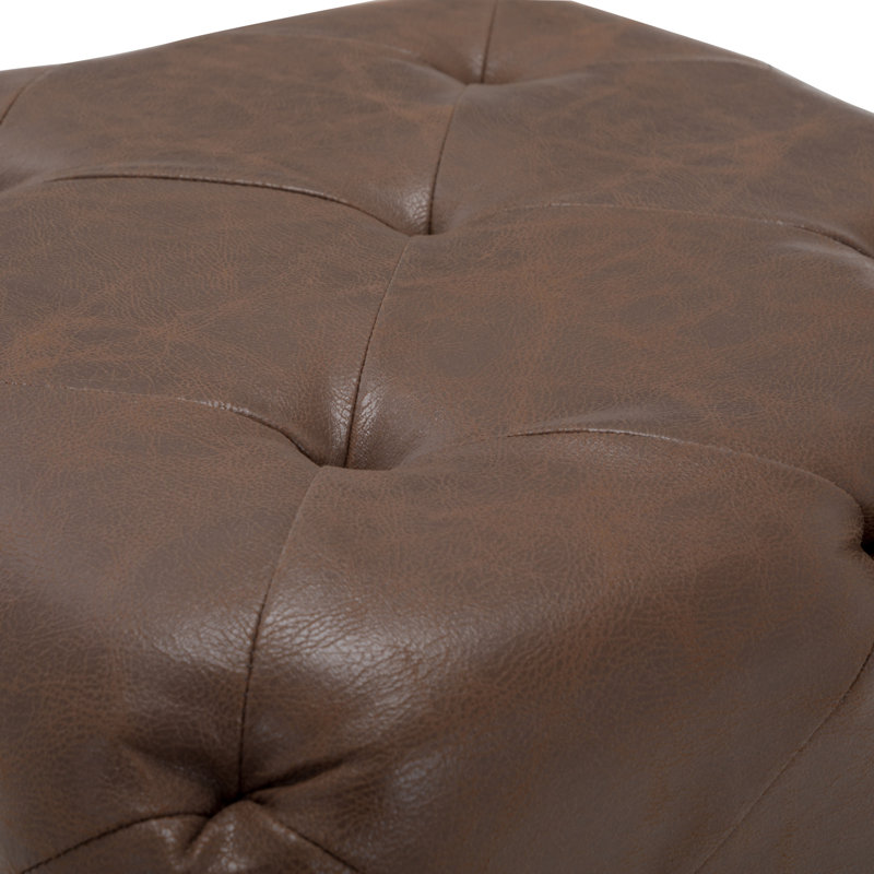 19-Inch Square Tufted Ottoman Footstool, Upholstered Cube Pouf With Button Tufting For Living Room, Bedroom (Multiple Fabrics)