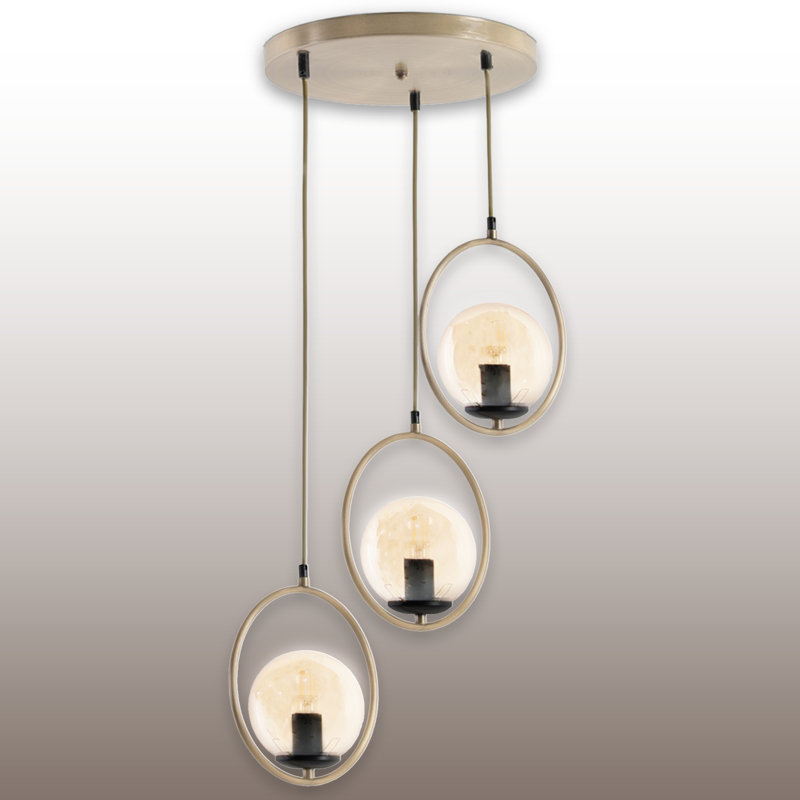 Adjustable Height 3 Lights Globe Cluster Pendant, Transparent