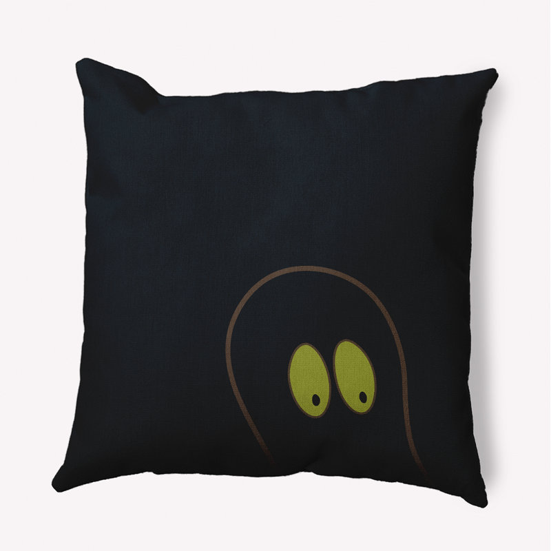  Polyester Throw Square Pillow Cover & Insert by E by Design, Black, 16" x 16"