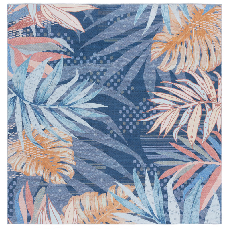 Tapis bleu / bleu clair Malibu 841, Carré 6 pi
