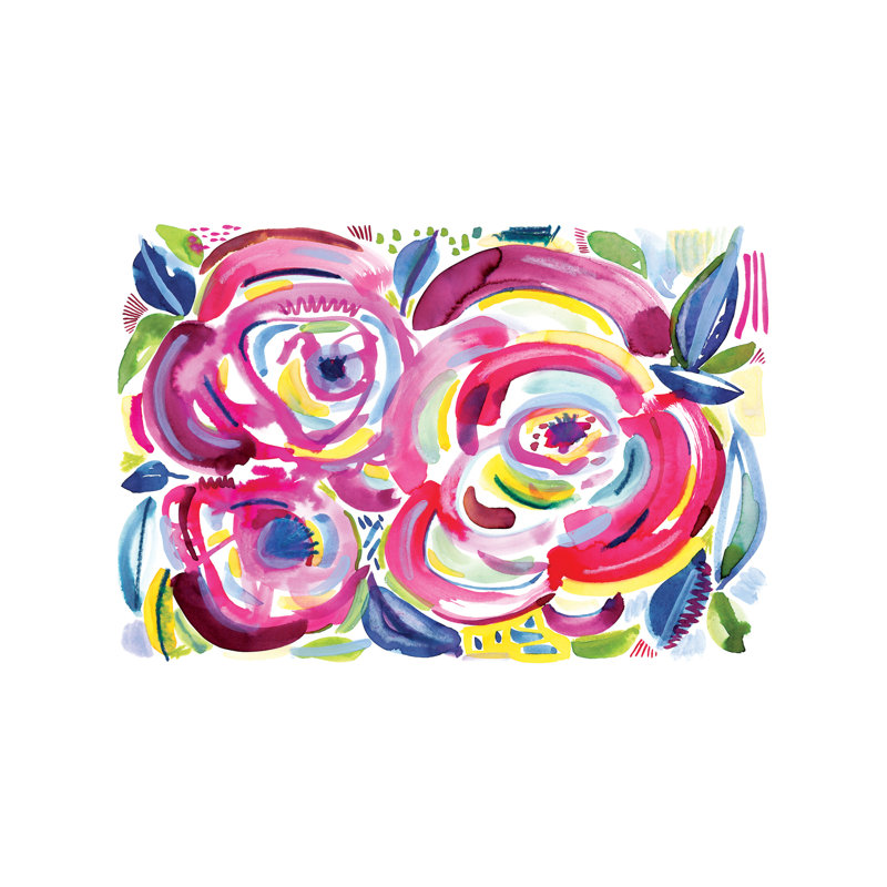 Roses In Bloom by Sara Franklin - Painting on Canvas, 101.6 cm H x 66.04 cm W x 3.175 cm D, Wrapped Canvas