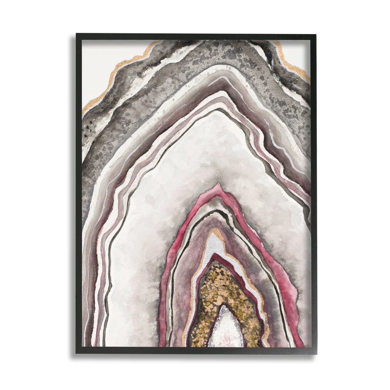 Motif d'arche de roche rose neutre Geode, Giclée encadrée noir minuit, H 14 po x l 11 po