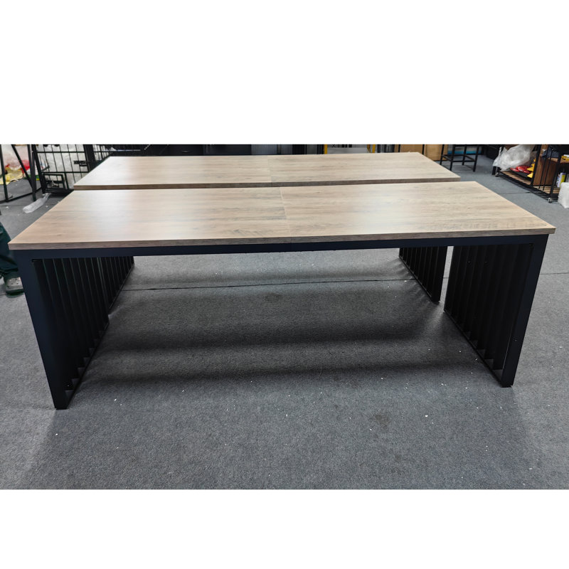 Zaiveon 78.74" Iron Dining Table(Chairs not included), Gray, Black