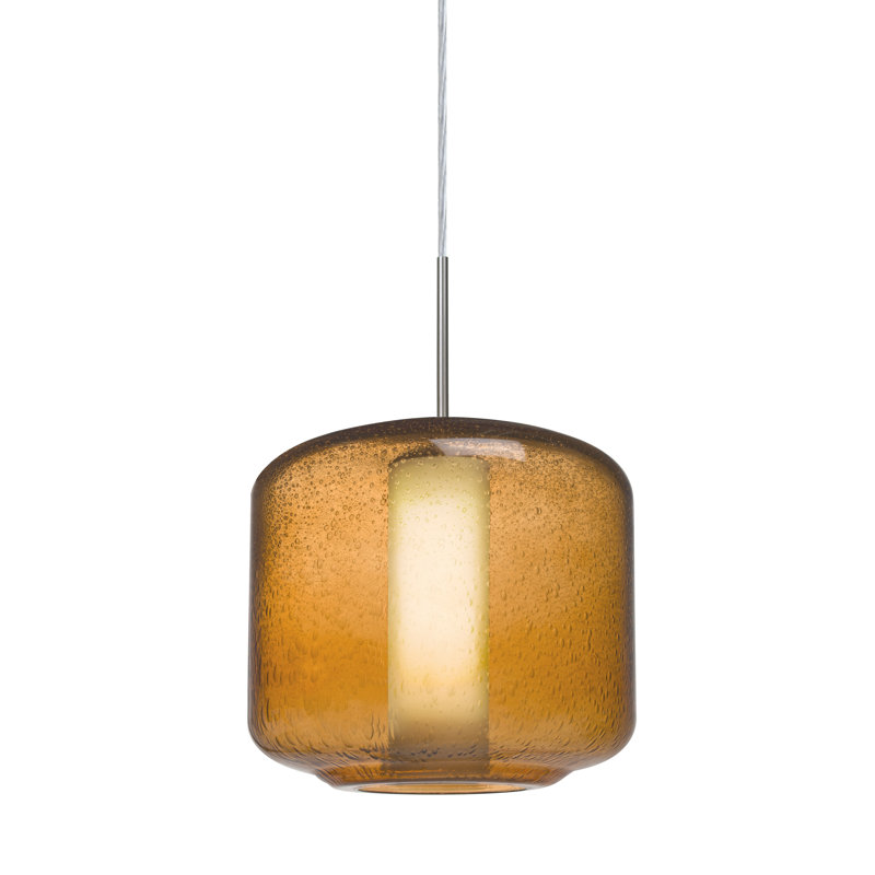 Luminaire tambour à tambour simple 1 lumières Spero, Nickel satiné, Ambre