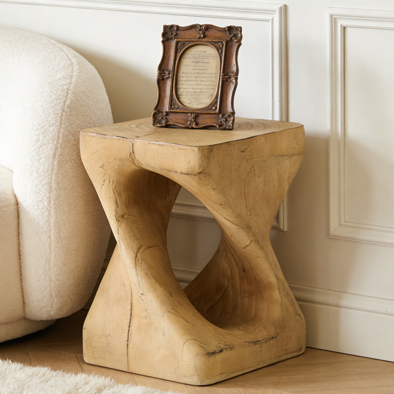 Table d'appoint à texture de bois, Naturel