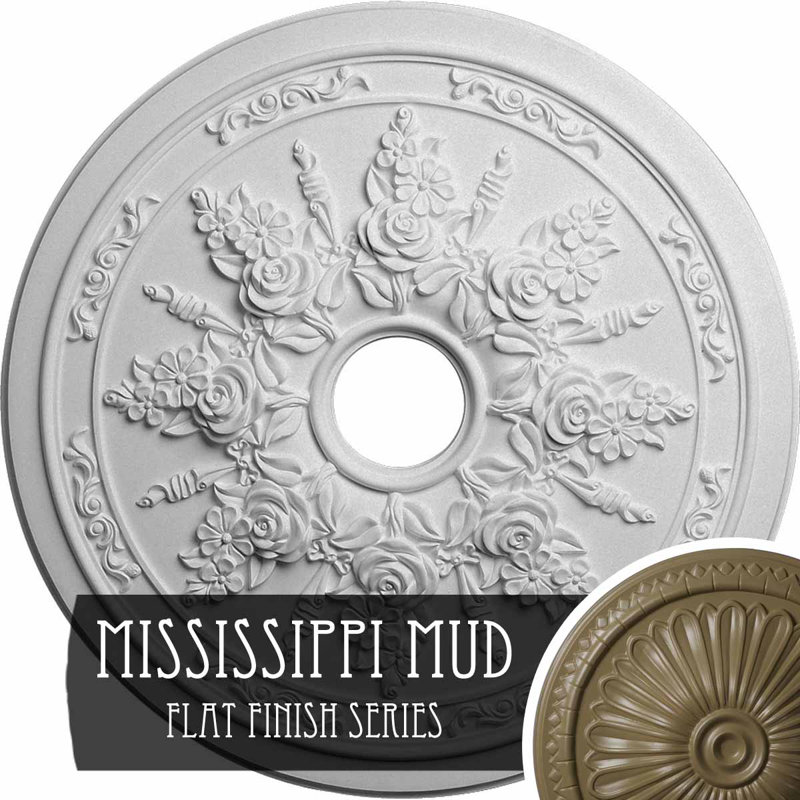 Plafonnier Endurathane rose et ruban, 23 5/8 po x P 4 po x P 1 1/2 po (convient aux auvents jusqu'à 4 po), finition de boue du Mississippi peinte à la main