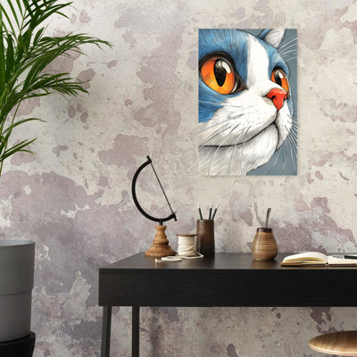 Art mural contemporain chat curieux