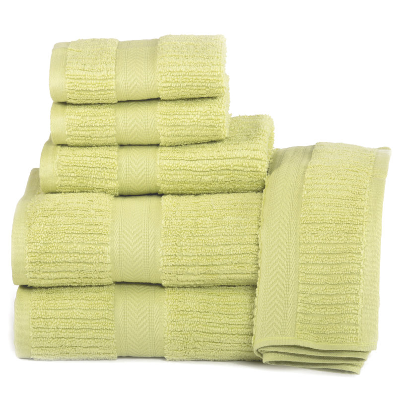 Ensemble de serviettes 6 pièces 100% coton Huggins, Vert céleri