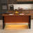 Modern Kitchen Island With Marble-Look Surface, LED Lights, And Grille Design For Stylish And Functional Dining And Living Spaces