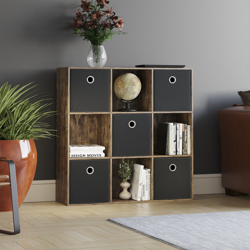 Westwind 96.5cm H x 96.5cm W Bookcase, Dark Wood/Black