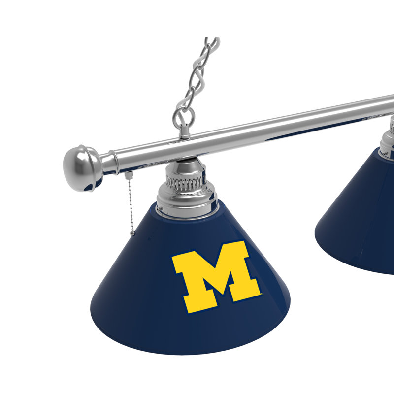 3 - Light Pool Table Lights Pendant, Chrome, Michigan Wolverines