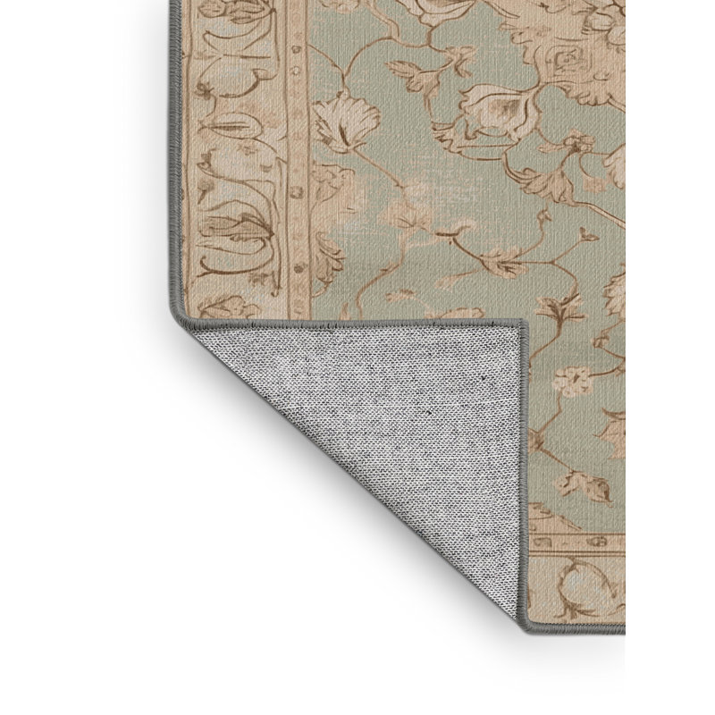 Tapis gris Tabriz lavable à la machine, Rectangle 4pi x 6 pi