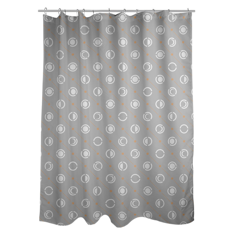 Rideau de douche à phases simples classic moon Noira Gothard, Décoration orange / blanche