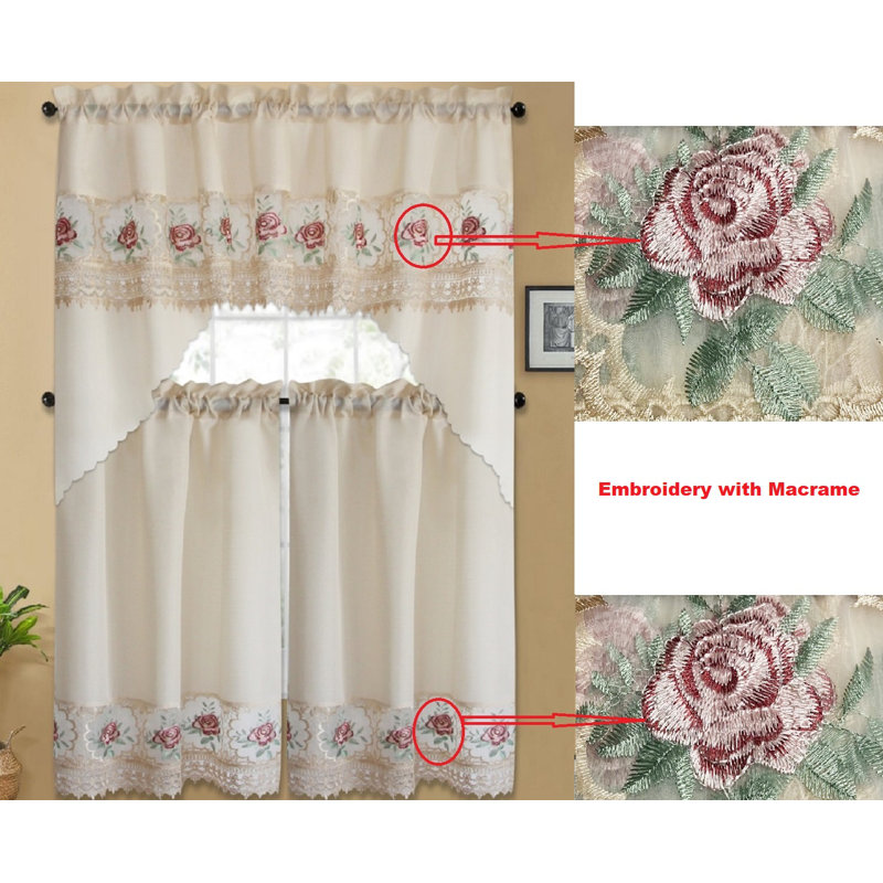 Maxus Floral Ruffled Kitchen Curtain