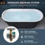 Baignoire autoportante moderne en acrylique 67 po, baignoire carrée de luxe ovale carrée avec trop-plein rainuré et bonde centrale, disponible en plusieurs couleurs-129104728